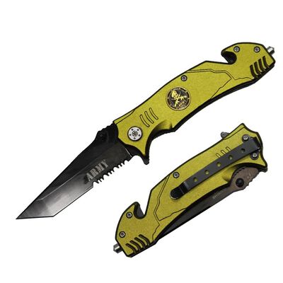 4.5" Olive Army Assist-Open Metal Handle Rescue Knife